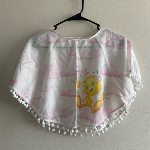 Monnalisa Tweety Cloud Print Muslin Poncho - Picture 4 of 11